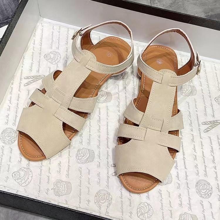 

Новые сандалии с рыбьим носком женские однотонные с ремешком-пряжкой на подъеме сандалии с полым рыбьим носком женские 43 абрикосовый