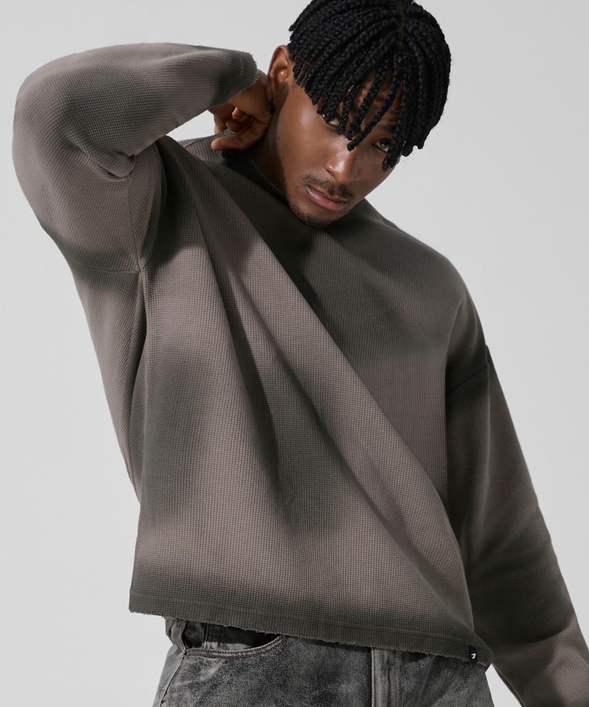 DRIX Vintage Waffle Oversized Long Sleeve_Charcoal