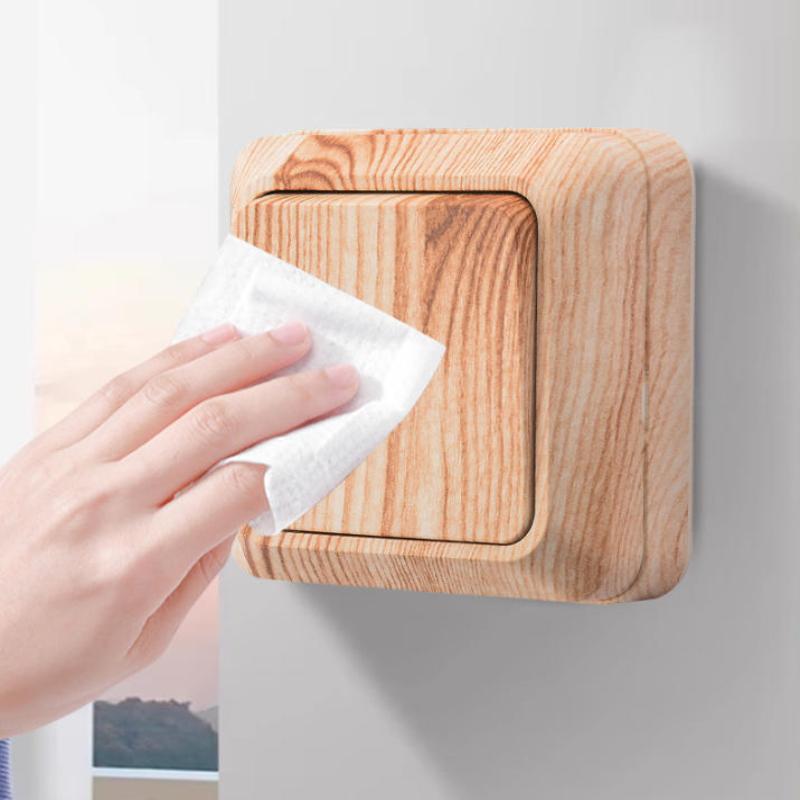 1Pcs Wall Mounted 1 Gang 1 Way Spray Plastic On/Off Wood Eu Standard Button Light Switch Flame Retardant Classic Surface Switch