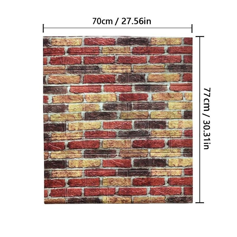77cm*70cm 3D Wall Sticker Imitation Brick Bedroom Home Decor Waterproof Anti-mold Self-adhesive DIY Wallpaper For Living Room