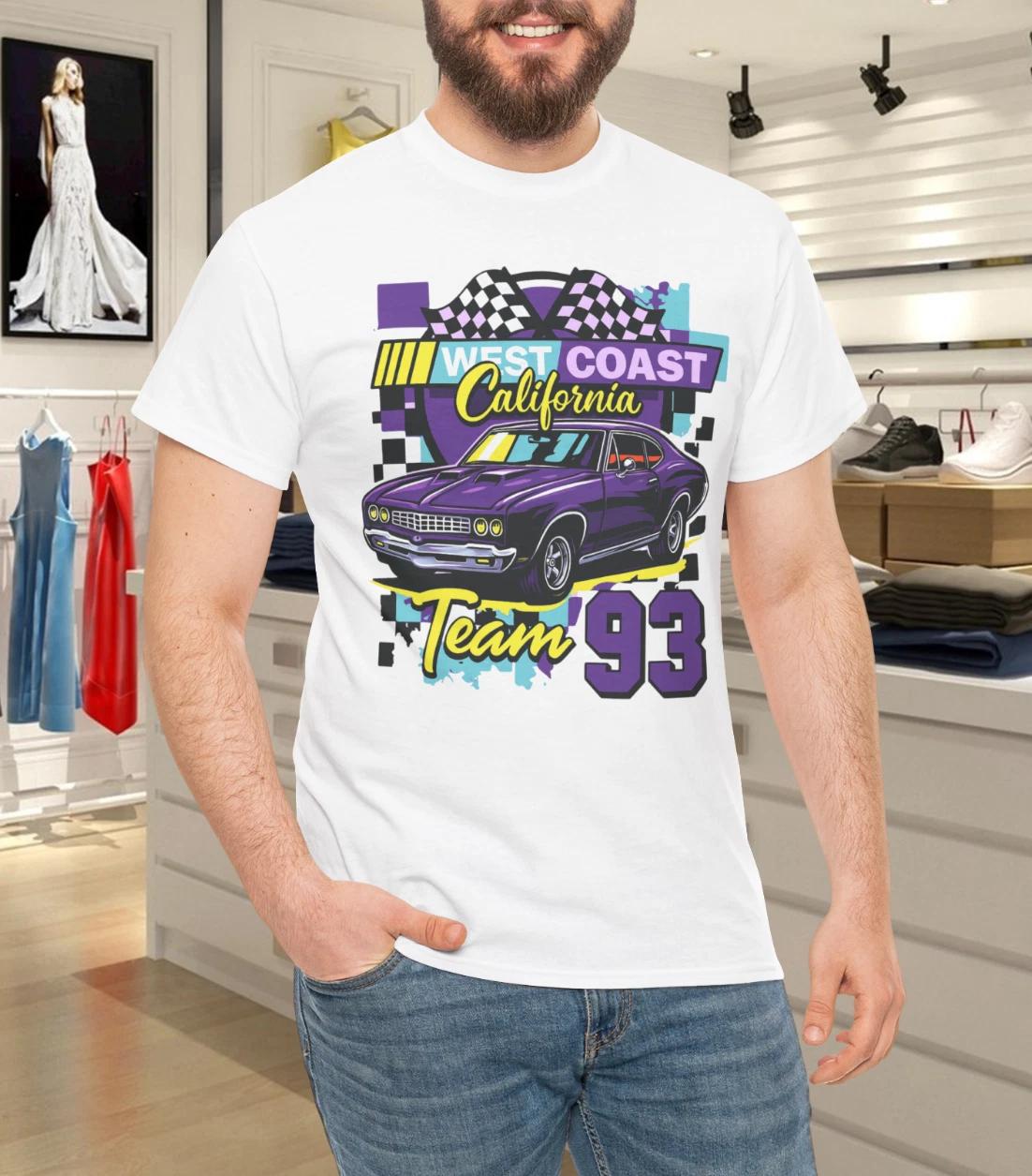 

West Coast California Team 93 Vintage Muscle Car Graphic T-Shirt 4XL