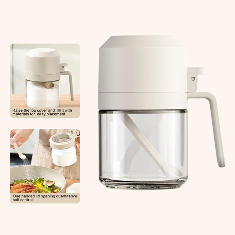 Transparent Seasoning and Spices Jar for Cooking Multipurpose Kitchen Condiment Bottle with Spoon and Lid