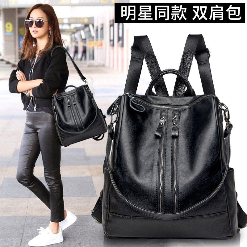 

Kangaroo South Korea Women s Large Capacity Genuine Leather Single-Shoulder Bag Black (leather authorized)