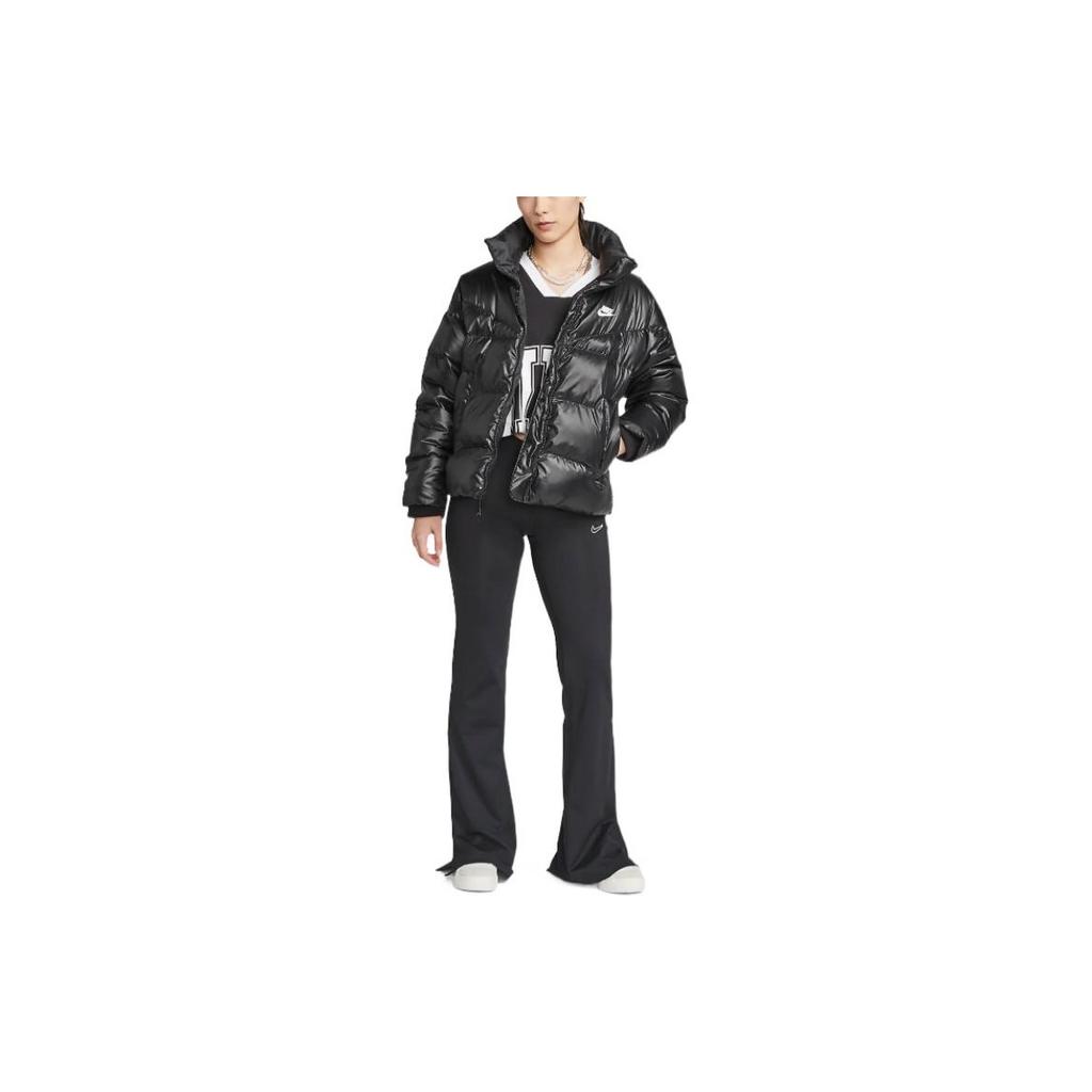 Nike Culoare uni Jachetă casual cu guler în jos pentru femei Îmbrăcăminte exterioară Negru DV0555-010