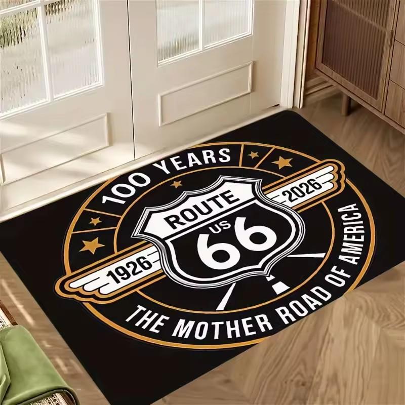 Route 66 Front Door Mat Anti-Slip Outdoor Americas Highway Doormat Kitchen Balcony Entrance Rug Carpet Historic Route 66