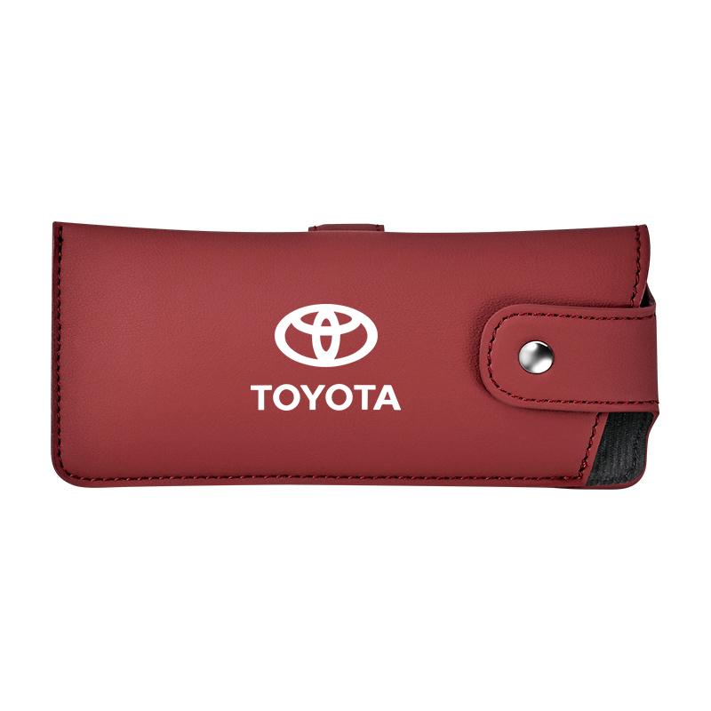 Car Sunglasses Case Sun Visor Glasses Storage Bag Clip Keyring For Toyota 86 Corolla Yaris Aygo CHR Camry Prius RAV4 Prado Hilux