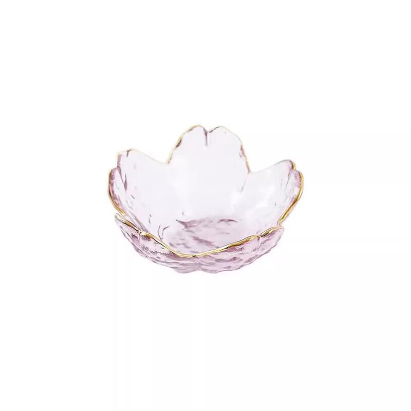 Japanese Hammered Glass Cherry Blossom Serving Plate Set