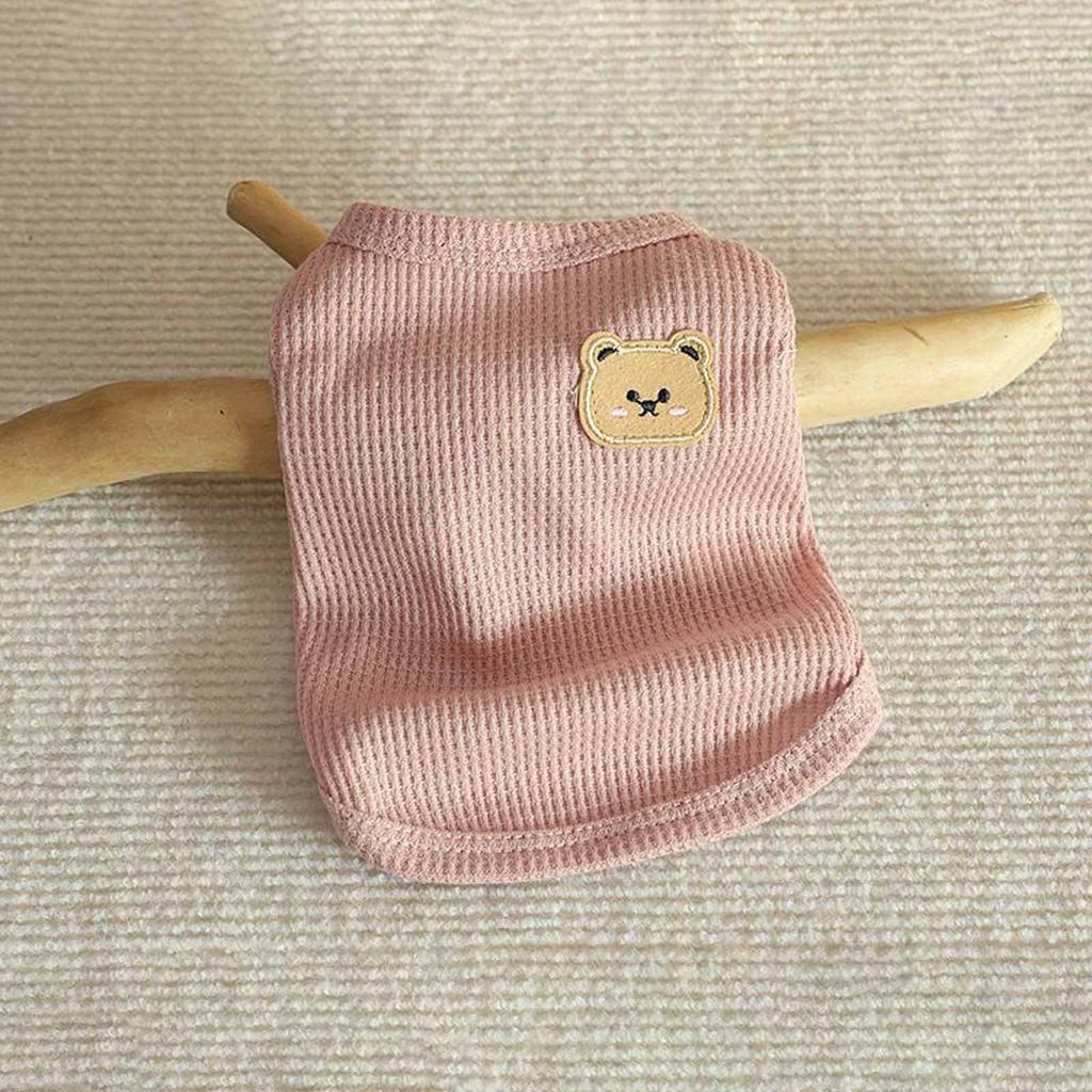 Dog Vest Camping Clothes Cute Bear Pullover Spring Summer Puppies Pajamas Basic Wafflepattern T-shirt