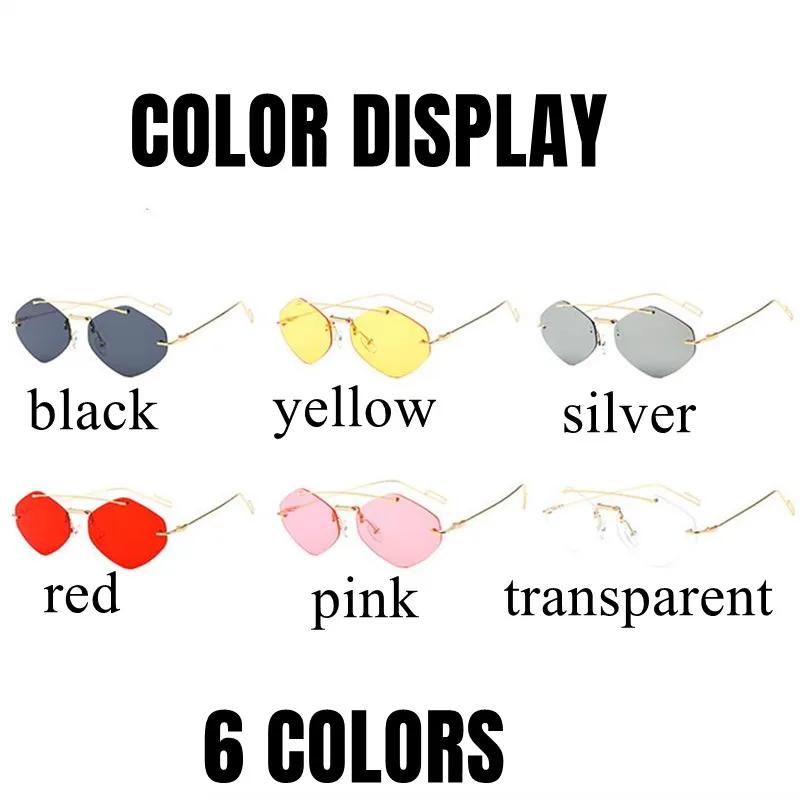 Trend Women Rimless Sunglasses Unisex Classic Metal Sun Glasses Ladies Travel Beach Uv400 Protection Lens Polygonal Glasses