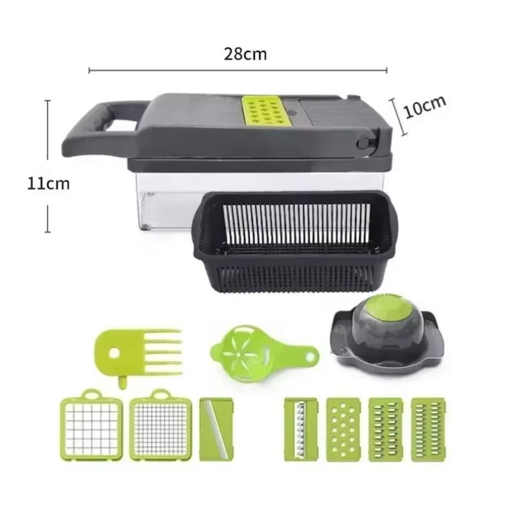 with Basket 14/16 In 1 Vegetable Chopper with Handle Vegetable Slicer Portable Grater  Kitchen Use