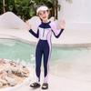 2026 Kids Long Sleeve One-Piece Swimsuit - Sun Protection for Medium & Large Girls