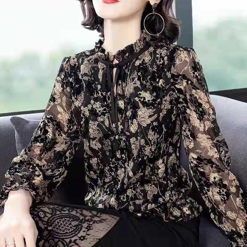

Spring and Summer New Chiffon Shirt for Women Versatile Large Size Light Fashion Foreign Style Top Small Shirt S