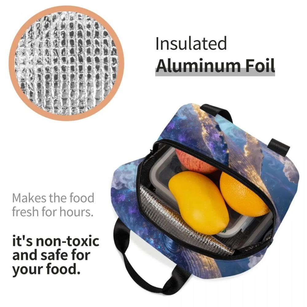Dreamy Underwater Whale Pattern Insulated Lunch Bag for Women Kids Portable Food Boxes Thermal Lunch Box Tote