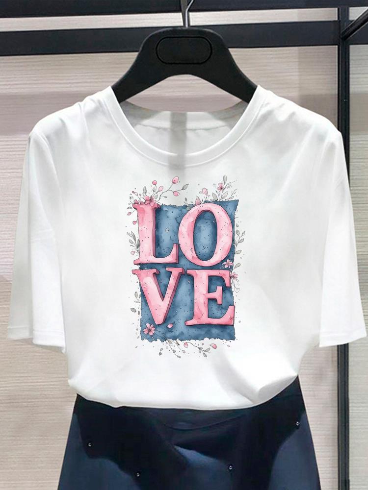 (Asian Size) Butterfly Style Cute Women's Top Print O-neck Casual T  Fashion Female Clothing Graphic Tee Short Sleeve T-shirts