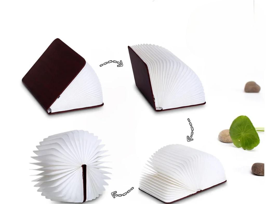 3D Folding Creative LED Night Light RGB Color USB Recharge Wooden Book Light Decor Bedroom Desk Table Lamp for Kid Brithday Gift