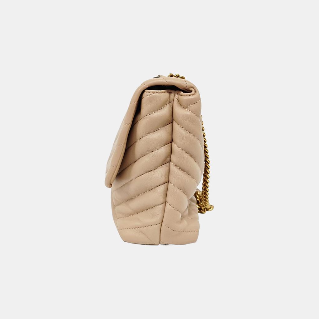 [Pre-Owned] Kira Large Nude Pink Lambskin Quilted Shoulder Bag With Gold Hardware - Very Good #1H3HCEZ