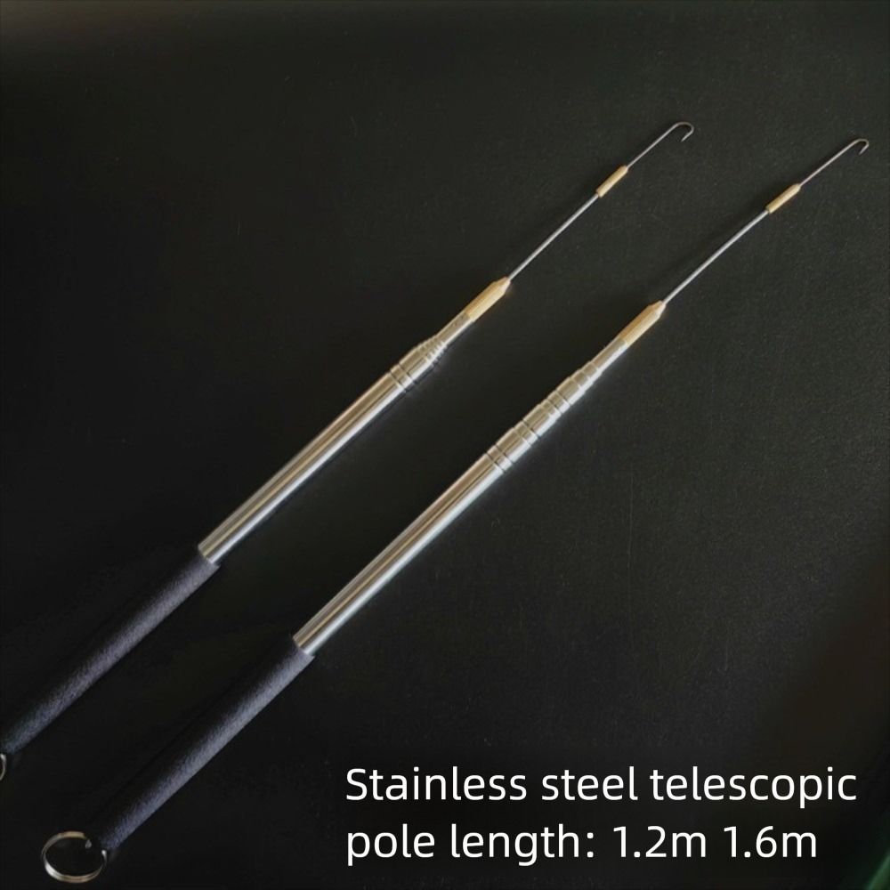 Hot Telescopic Pole Eel Hook 360 degree rotation Thread Long Fish Hook Stainless Steel Handle 1.2m/1.6m Ricefield Eel Hook