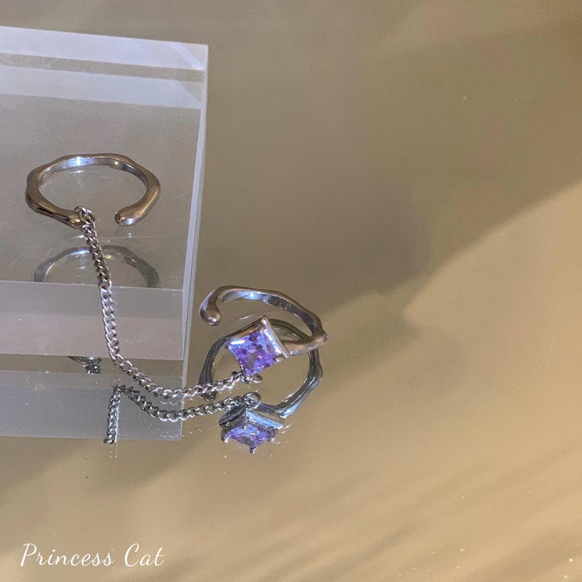 

Женское кольцо с розовым кристаллом и нерегулярным сердечком, креативное открытое кольцо с синим опалом и сердечком, блестящее геометрическое кольцо с цирконом, винтажное ювелирное изделие Y2K N