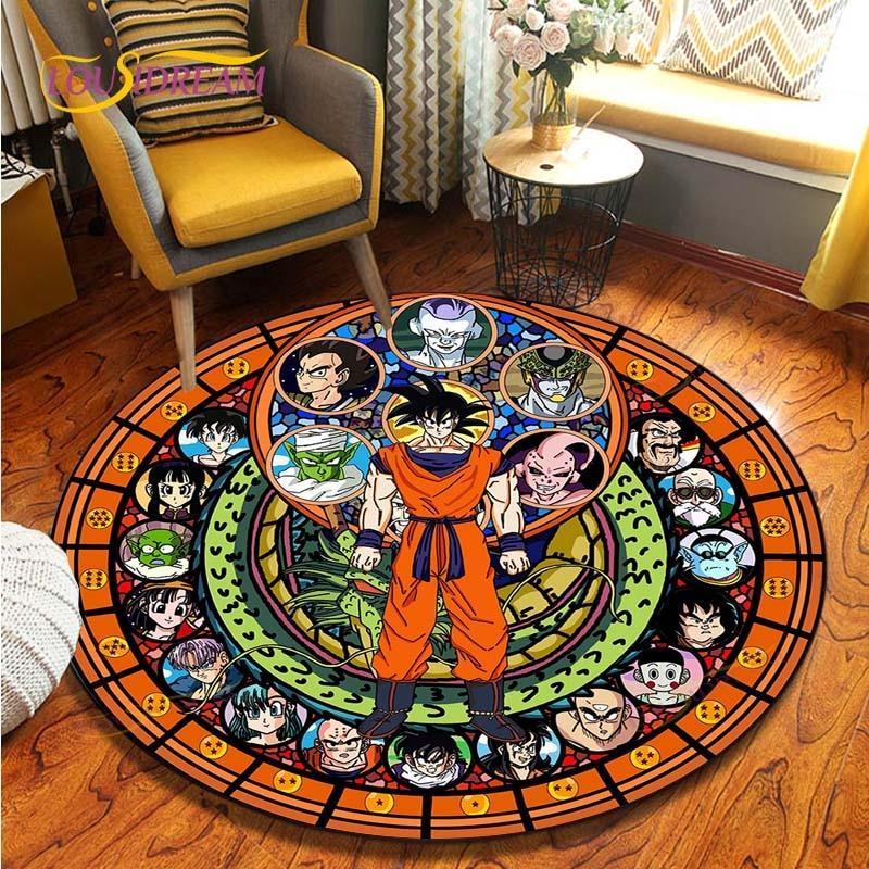 Anime Dragon Ball Goku Round Carpet  Living Room Non-slip Chair 3d Carpet Home Decor Tapis Salon Rugs Mats