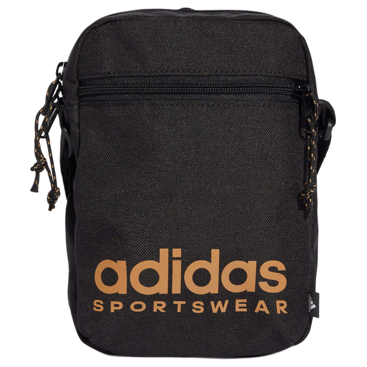 Adidas Minimalist Brand Letter Logo Zipper Closure Polyester Shoulder Crossbody Bag Unisex bags Black JE6706 Black