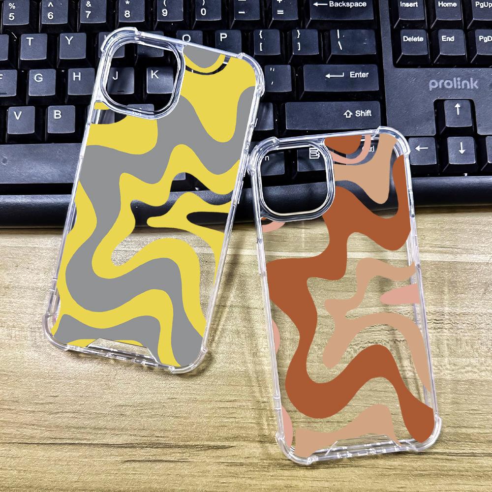 For iPhone 16 Pro Case Colorful Wave Pattern Printing Soft TPU+PC Phone Cover