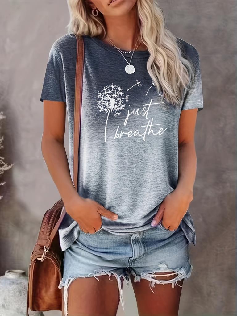 Summer 3d Print T Shirt Dandelion Print Tshirt Casual Crew Neck Short Sleeve Tops Trend Streetwear Women's Tees Tops