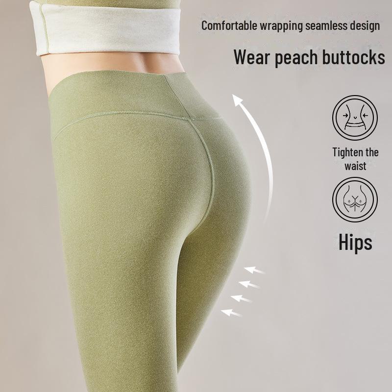 Damen Leggings mit hohem Bund, nahtlos, Bauchkontrolle, Kaschmirseide - Dick, warm, Übergröße für Herbst & Winter