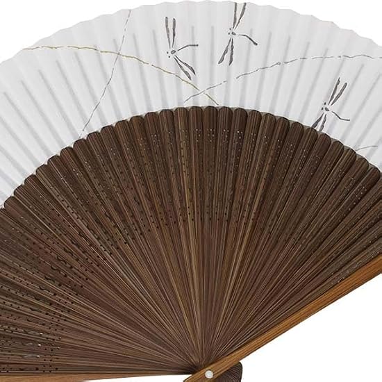 [Oshare Kimono Iroha] High-Quality Hand-Painted Folding Fan, Scented, Made In Japan, Carved Dark Woo