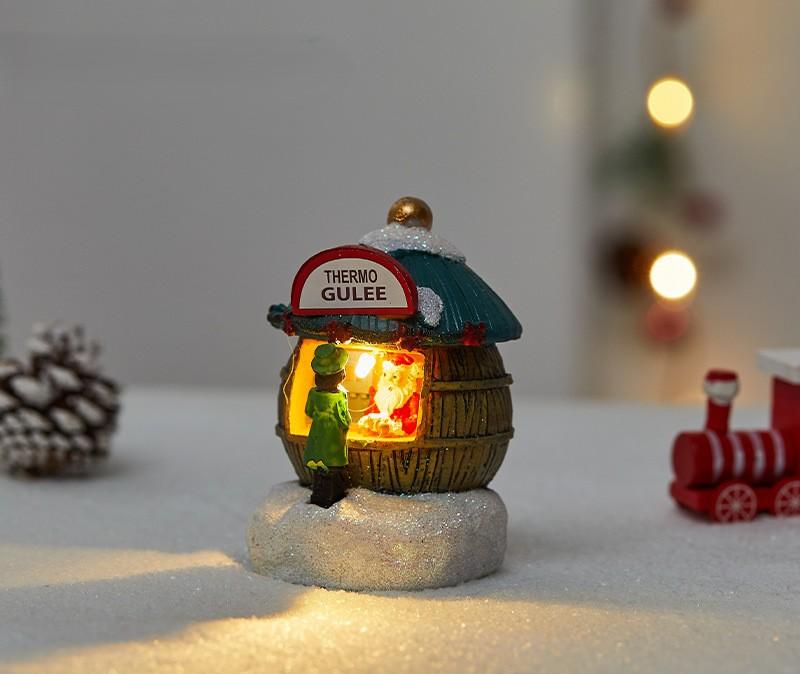Glowing Christmas Village Houses Luminous Resin Miniature Santa Shop Scene Lighting Creative Holiday Christmas Holiday Supplies