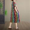 Short Sleeve Plus Size Cotton Vintage Floral New In Dresses for Women Casual Loose Long Summer Dress