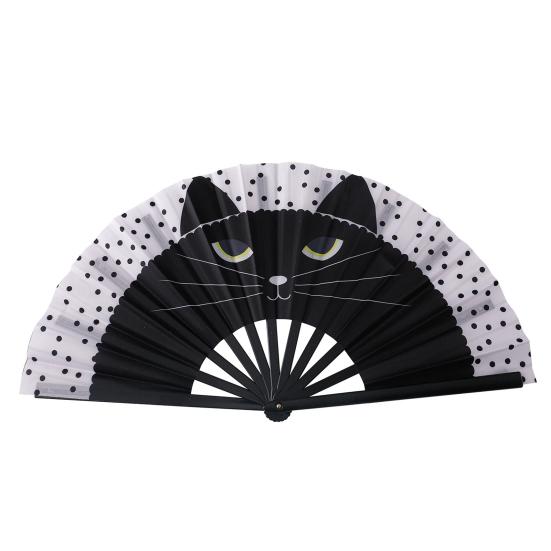 Kungfu Fan Foldable Portable 13-Inch Handheld Bamboo Fan with Fluorescent Glow Ink Lightweight Cooling Accessory