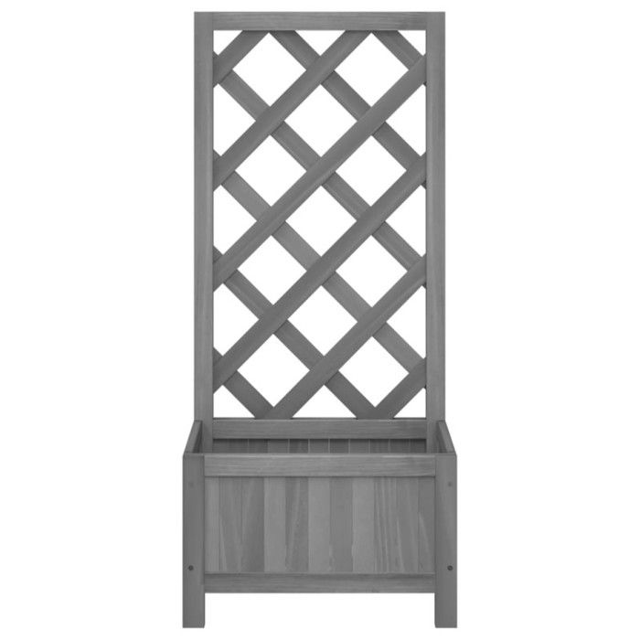 VidaXL Planter with Trellis, Raised Bed, Flower Box, Plant Pot, Flower Box Garden Patio Terrace, Wood Grey 365474