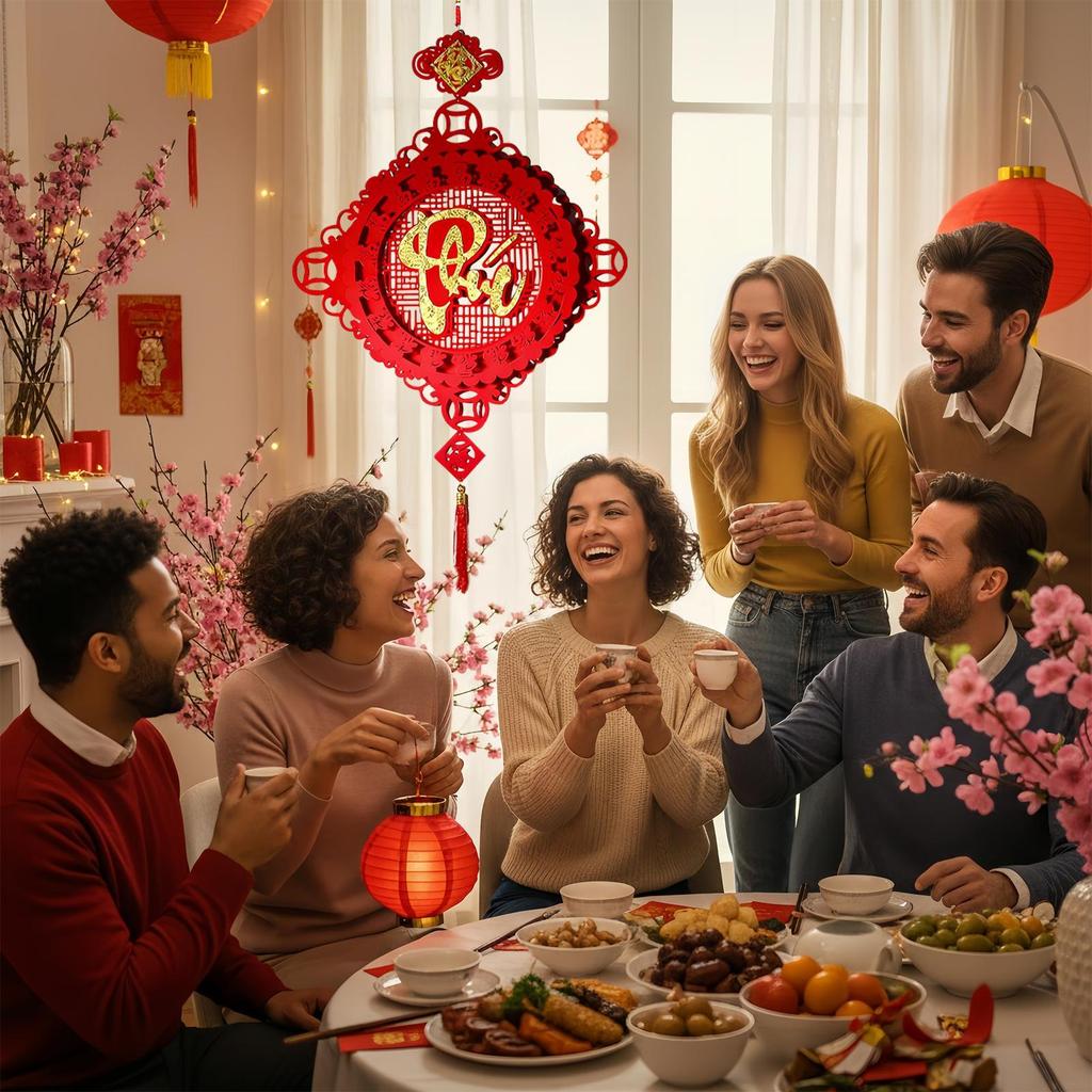 Spring Festival Decorations Chinese Good Luck Pendant 2026 Flocking Tree Ornaments Festival Charm For Home Office Car Door Wall