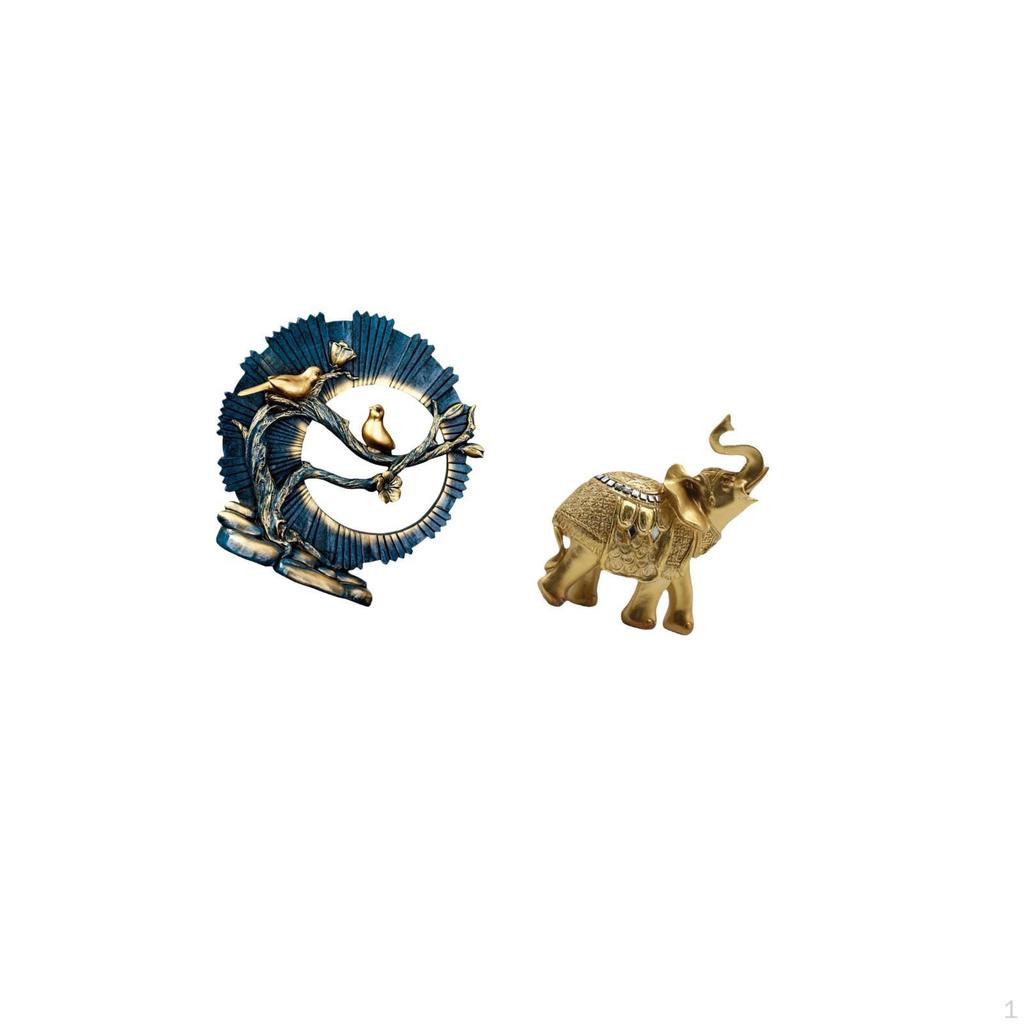 Resin Elephant Figurine Sculpture for Living Room Bedroom Desk Shelf House Decoration Indoor