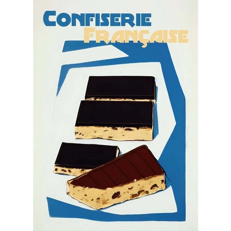 

Французские сладости Плакат Шоколадный деликатес Еда Картина на холсте Печать Настенная картина для магазина десертов Украшение комнаты для дома 21cm×30cm NoFrame