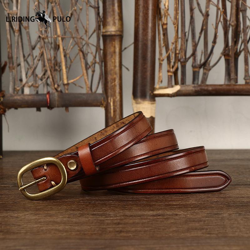 Retro Ins Style Pasek dla Kobiet Modny i Wszechstronny Skóra Naturalna Licowa Skóra Krowia Dekoracyjny Cienki Pasek