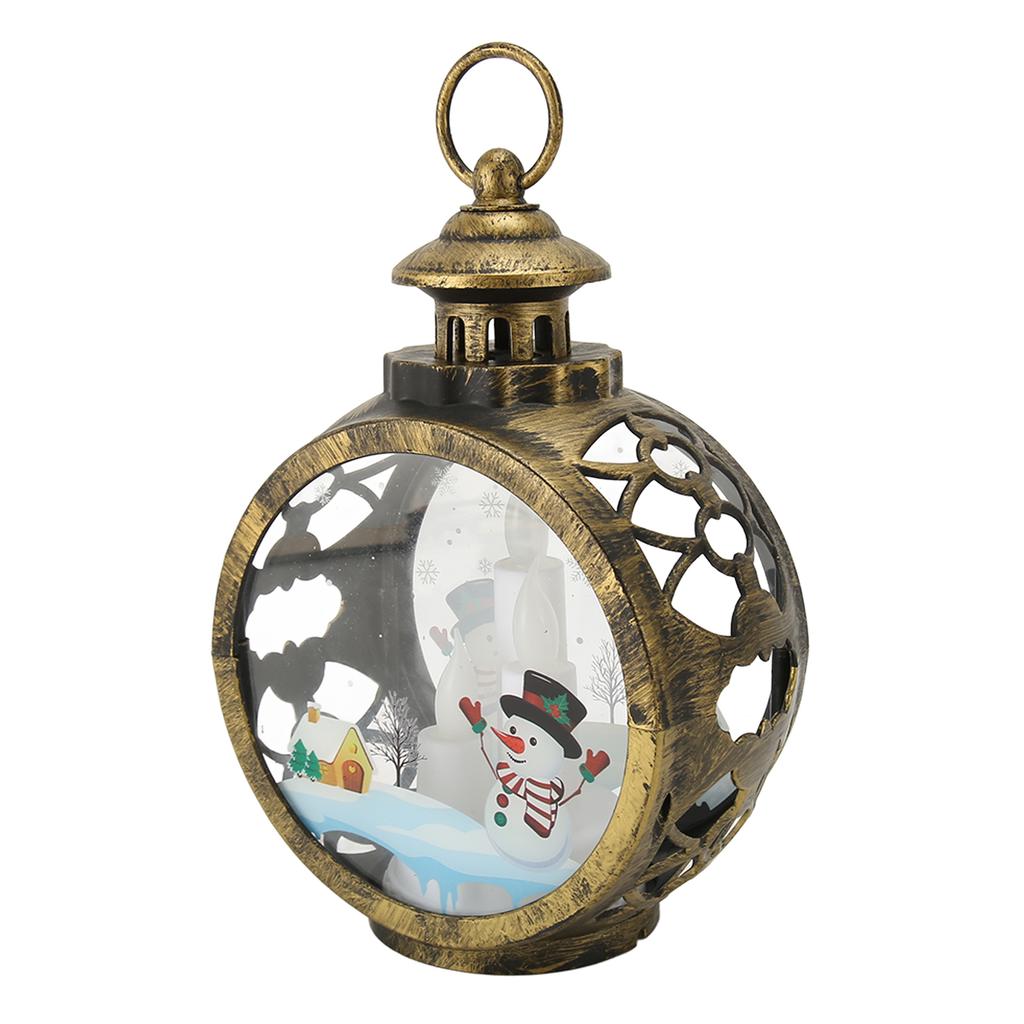 Christmas Vintage Decorative Candle Lantern Christmas Decorative Lantern with LED Flickering Flameless Candle Bronze