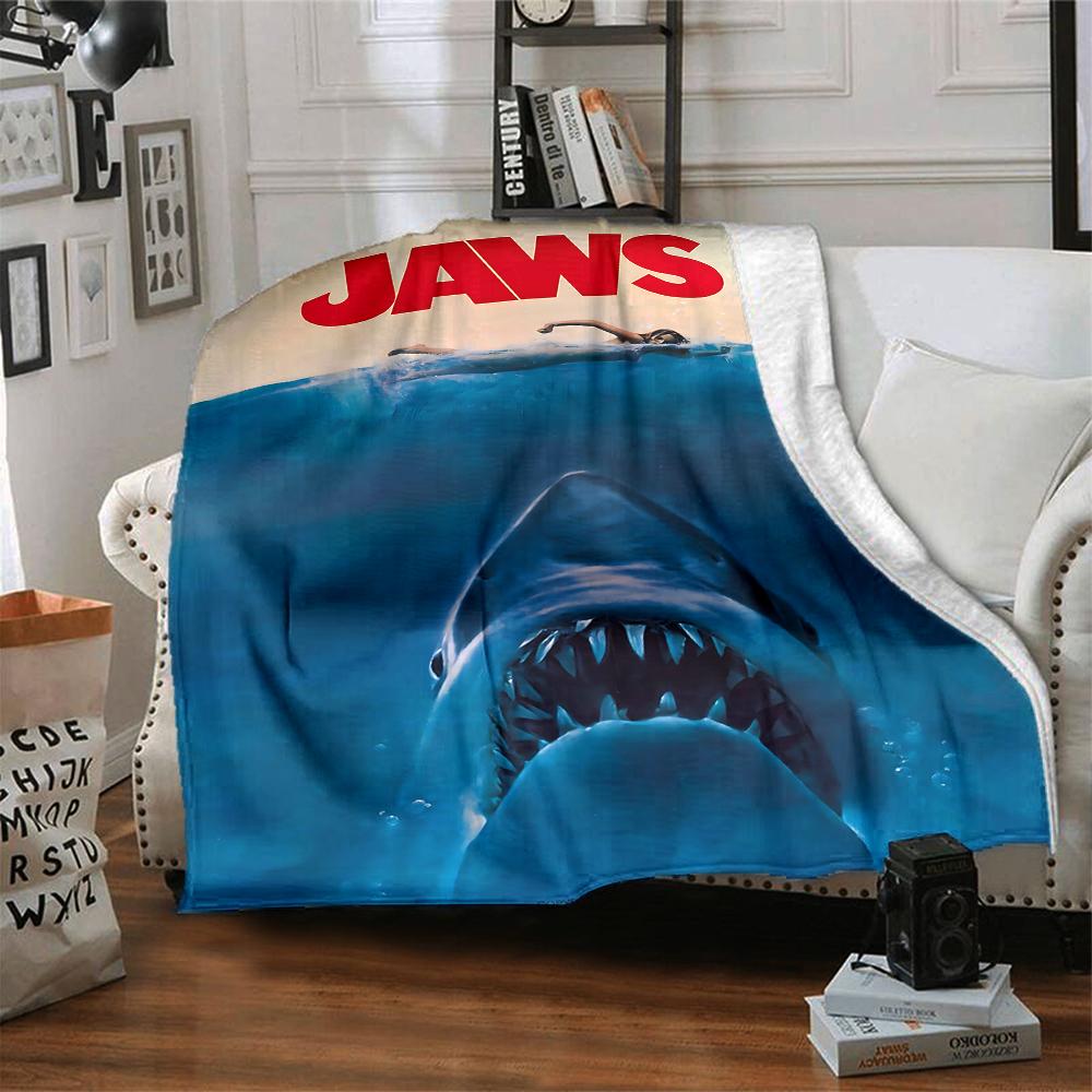 Jaws Ocean Terror Blanket Soft Throw Blanket For Home Bedroom Bed Sofa Travel Office Solid Christmas Blanket