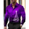 Camicie da Uomo a Tema Natalizio con Stampa Alberi di Natale Grafiche Degradé Fiocchi di Neve Camicie a Manica Lunga Button-Up Top alla Moda