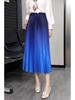 Women's Gradient Pleated Midi Skirt: Classic A-Line Slimming Design for Spring & Summer