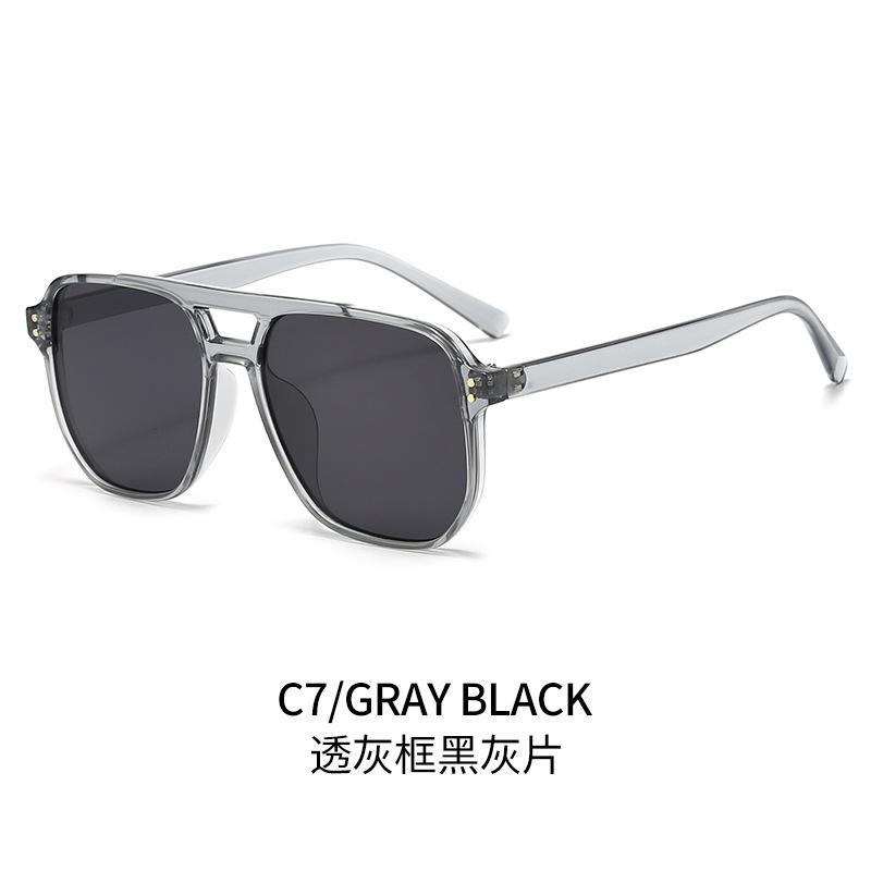 Retro Double Bridge Oversized Square Sunglasses Women Men Glasses Fashionable Studded Shades