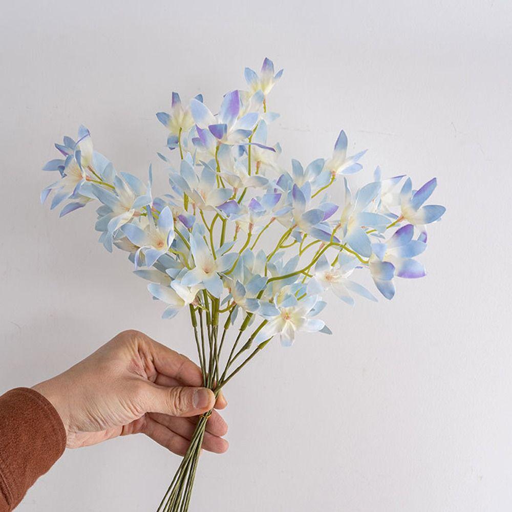 10pcs Plastic Artificial Oncidium Flower Realistic Fake Flowers  Holiday Party Wedding
