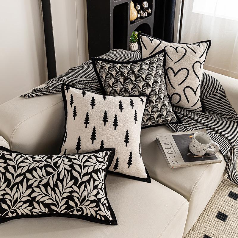 Black and White American Sofa Pillow Cover, Pillowcase, Simple, Sofa Pillowcase Cover, No Filling