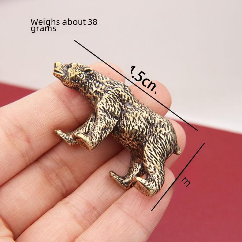 Antike Gelbkupfer Eisbär Ornament - Solide Handheld Tierdekoration und Teehaustier