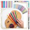 12PCS Reusable Plastic Straws With Rings