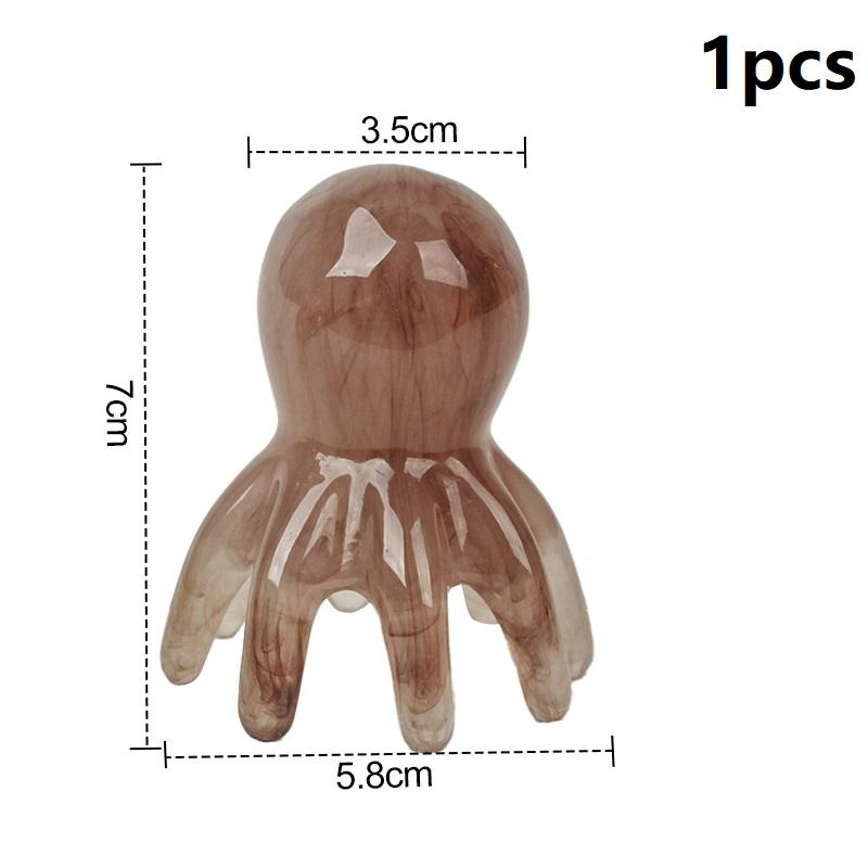 Resin Octopus Massage Comb Head Meridian Scraping Scalp Massager Tool Portable 8-Prong Head SPA Massage Comb For Anti Fatigue