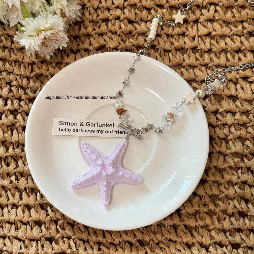 Bold Dopamine Color Block Starfish Necklace & Sweater Chain - Women's 2025 Collection