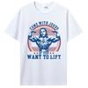 Herren Bodybuilding T-Shirt Pumping Training Crossfit Schwarzes T-Shirt Fitness Jesus Ist Mein Spotter T-Shirt Baumwoll-Tees Streetwear