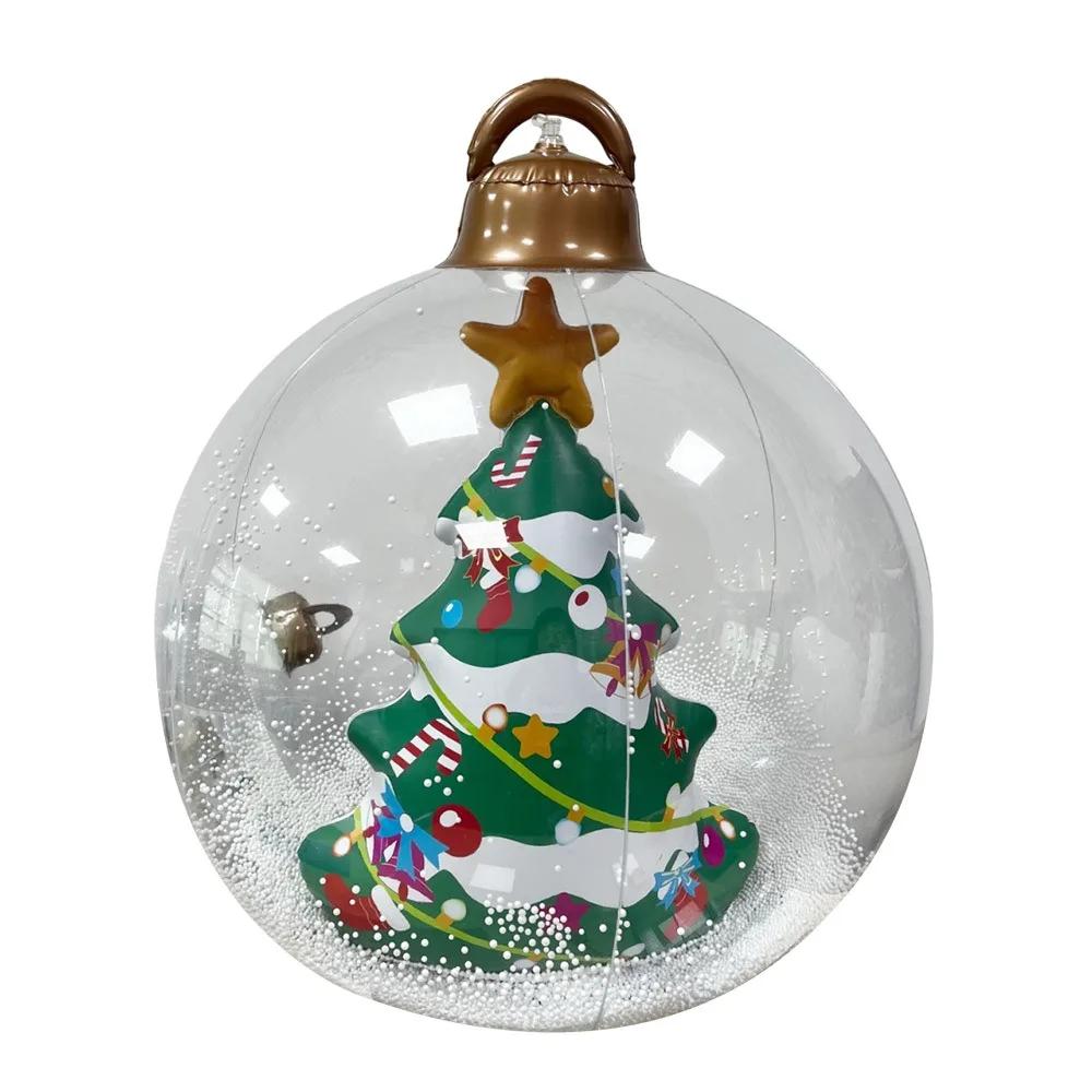 24 Inch Christmas Inflatable PVC Material Clear Ball Giant Christmas Balls Waterproof 60CM Size Holiday Decor Garden Decoration