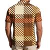 Men’s Loose Fit Casual Plaid Print Short Sleeve Polo Shirt with Turn Down Collar for Everyday Wear